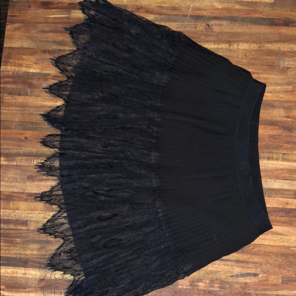Black lace mini skirt